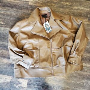 NWT 3X Ashley Graham Pleather Coat Jacket Plus Size 3X